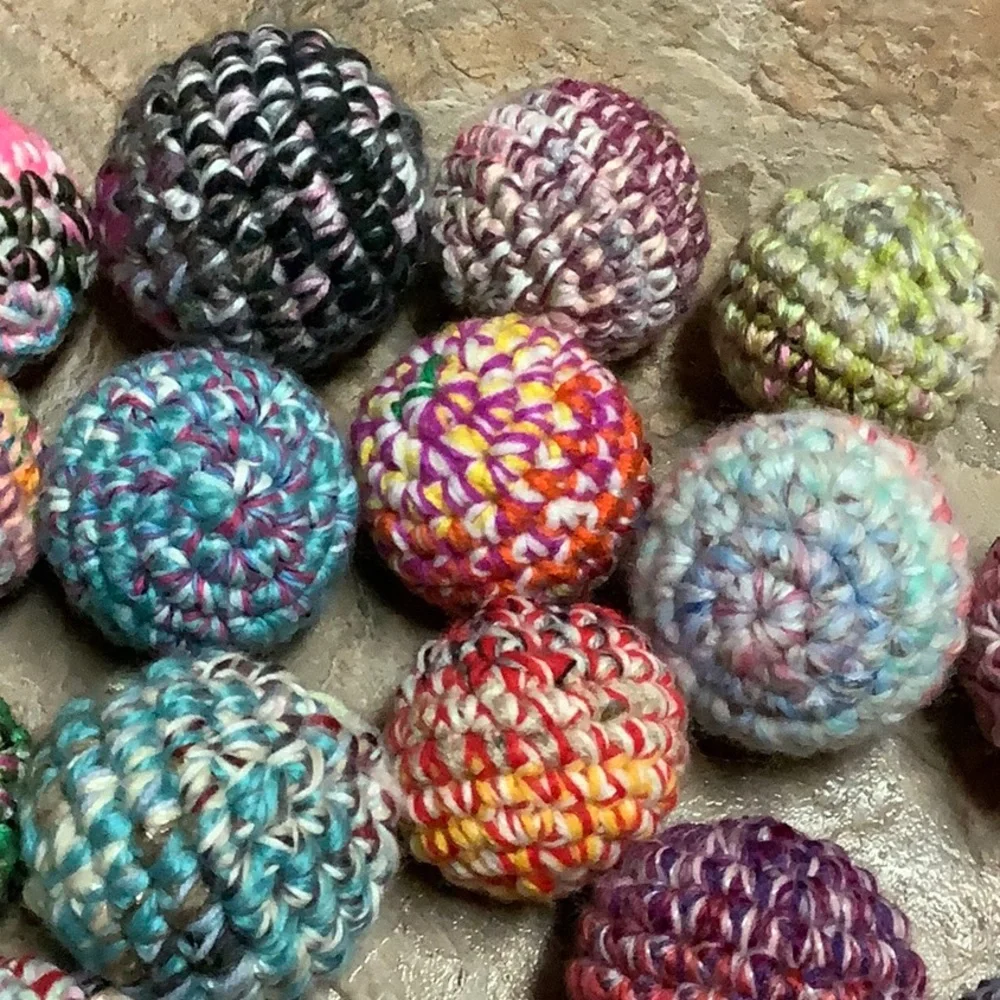 (3) Crocheted scrap balls